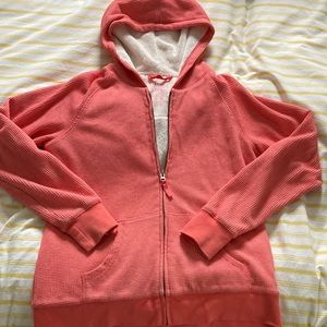 L.L. Bean Sherpa Lined Hoodie in Peach, size small